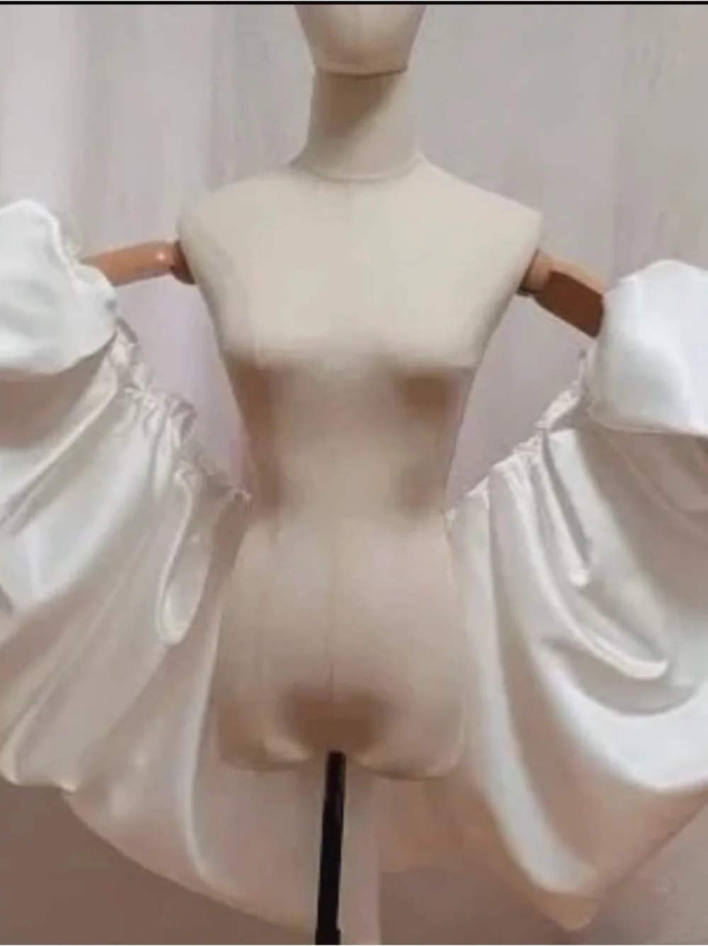 Bridal Ivory Satin puffed sleeve shawl